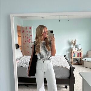 Maeve Black and White Striped Top